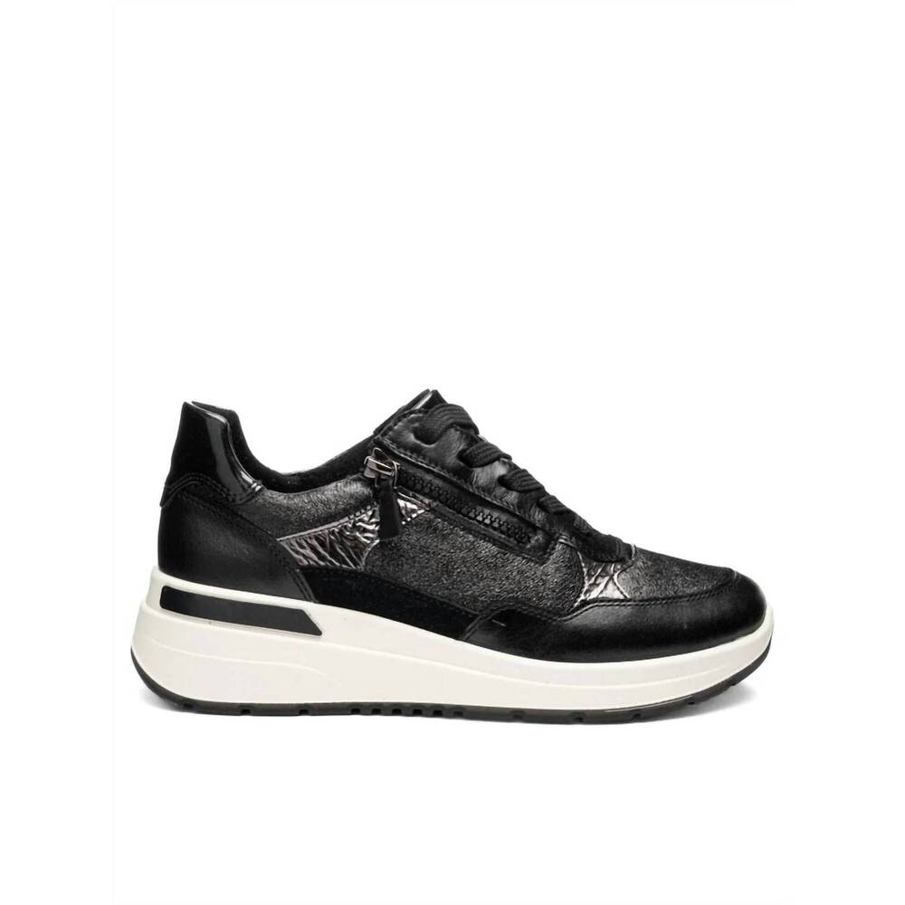 NEW ARA women's gardenia sneaker in black/steel/mirror - Picture 3 of 4